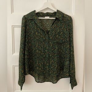 Abound Green Leopard Print Blouse size Small